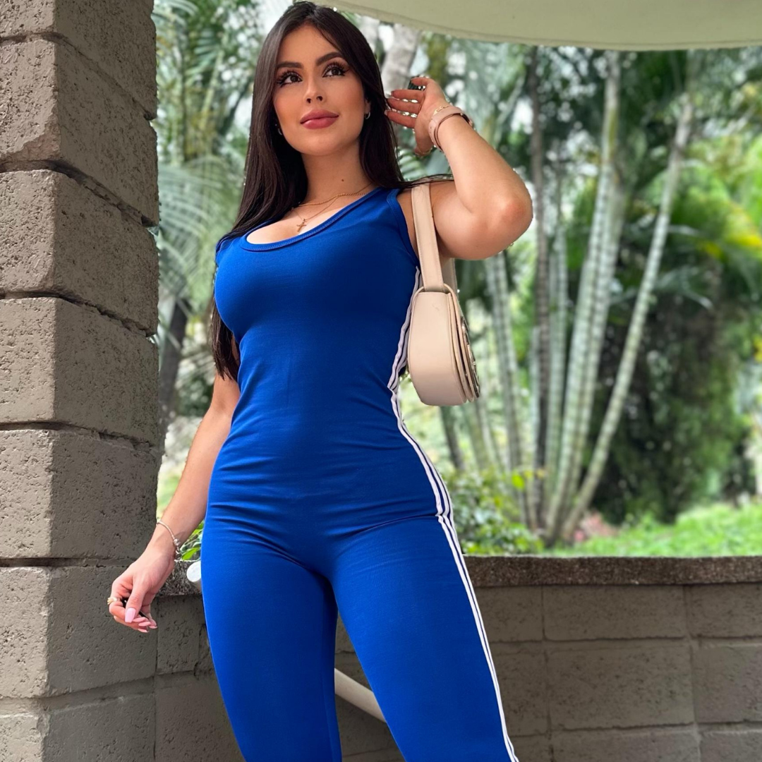 ENTERIZO 3 LÍNEAS LARGO MANGA SISA AZUL