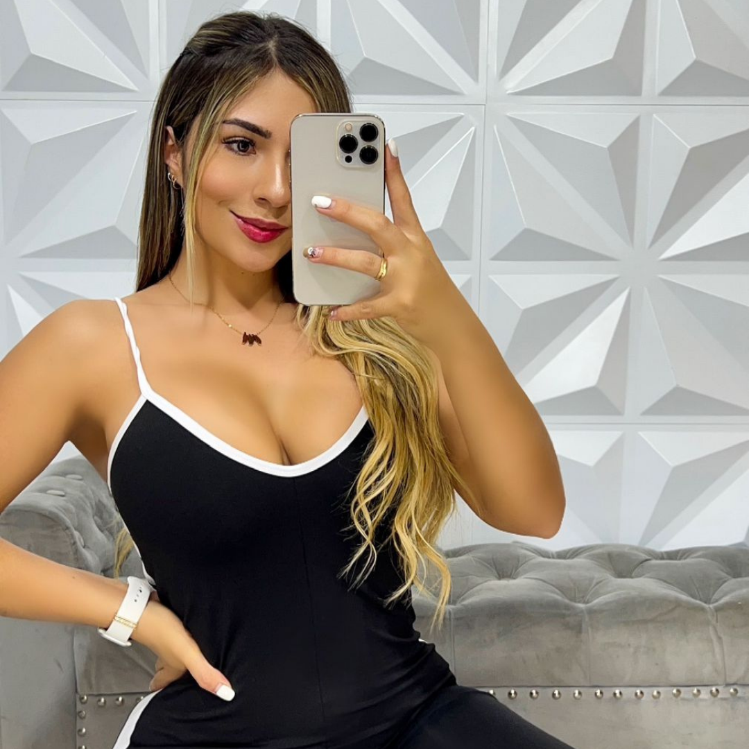 ENTERIZO PANDA LARGO NEGRO RAYA BLANCA