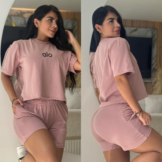 CONJUNTO TALLA PLUS "ALO" PALO ROSA