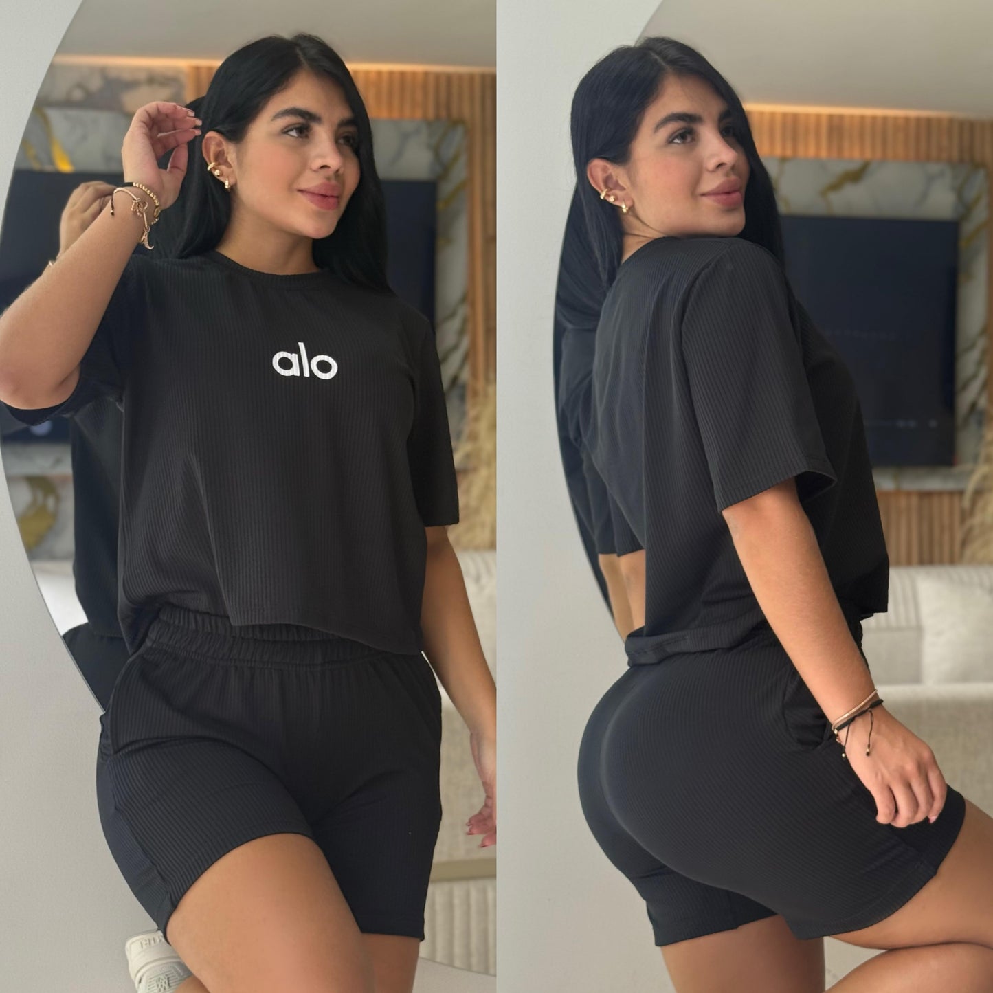 CONJUNTO TALLA PLUS "ALO" NEGRO