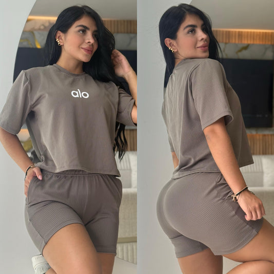 CONJUNTO TALLA PLUS "ALO" GRIS TOPO