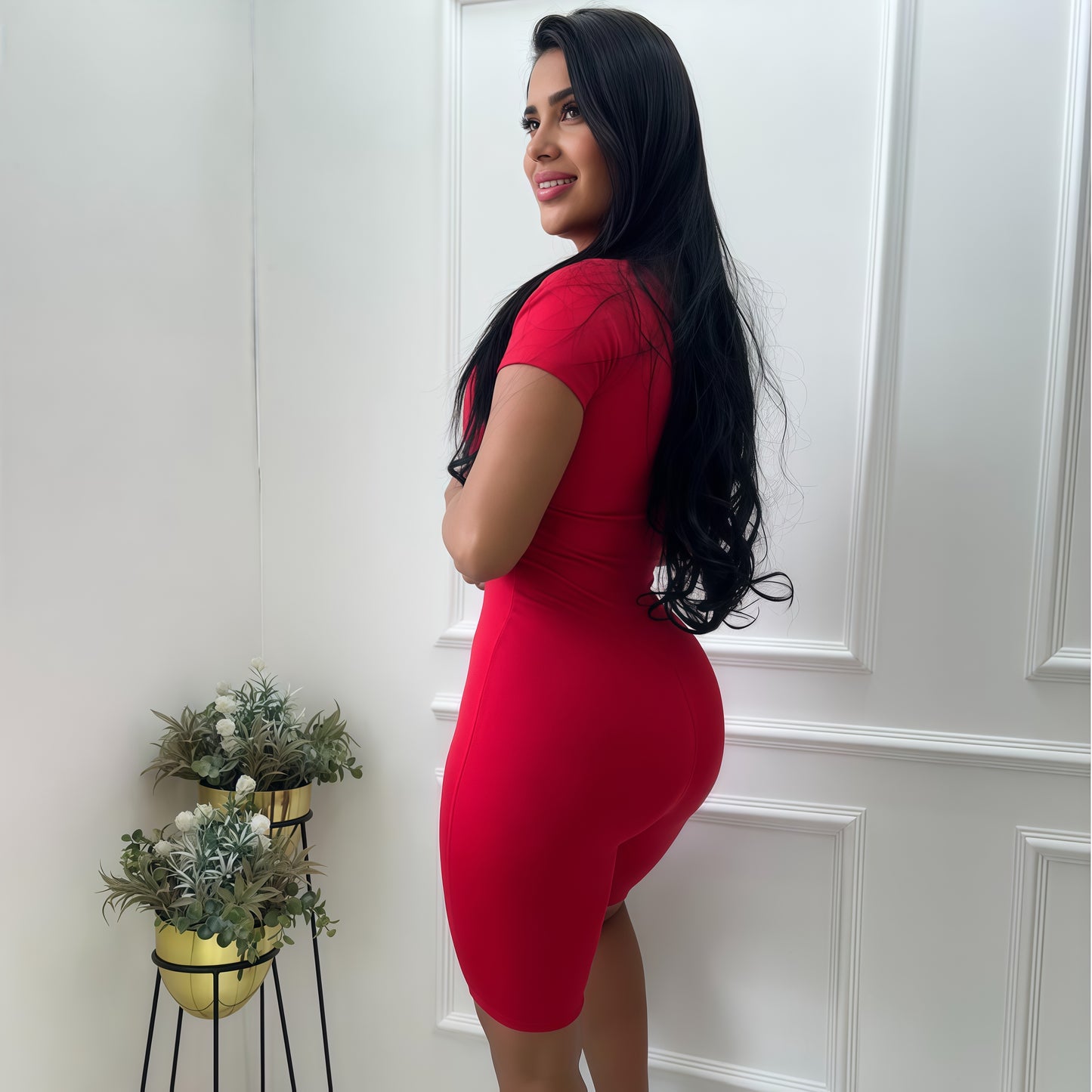 ENTERIZO CORTO MANGA CORTA ROJO