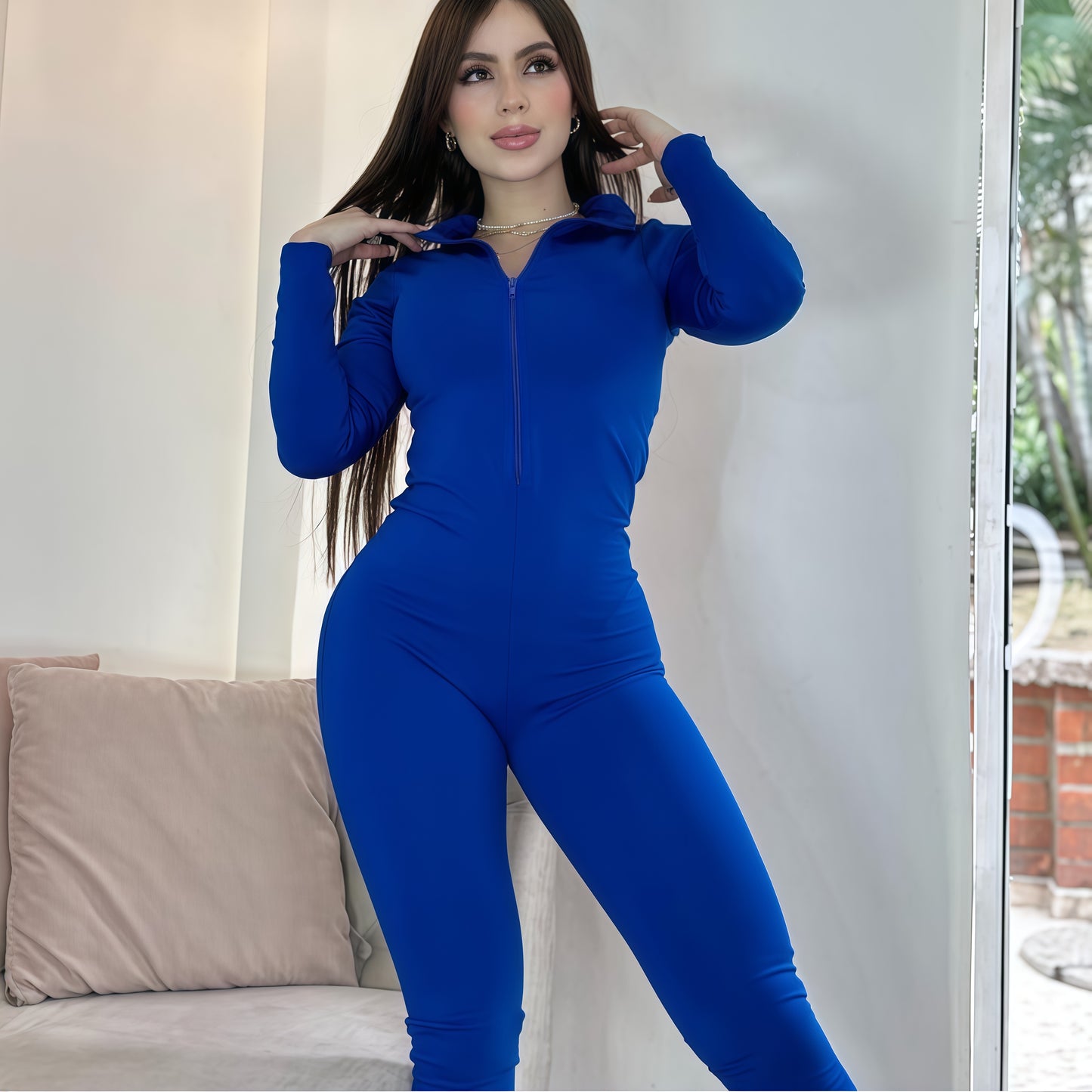 ENTERIZO LARGO MANGA LARGA AZUL