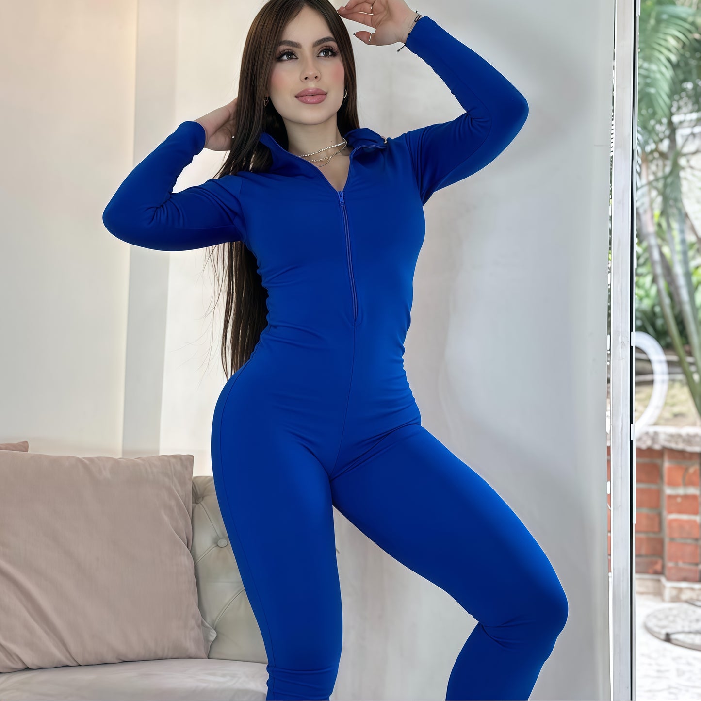 ENTERIZO LARGO MANGA LARGA AZUL