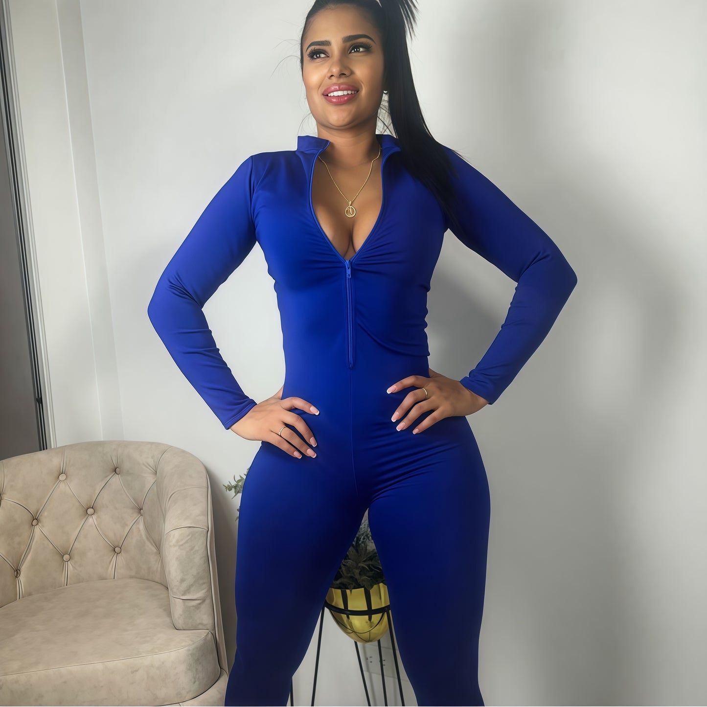 ENTERIZO LARGO MANGA LARGA AZUL