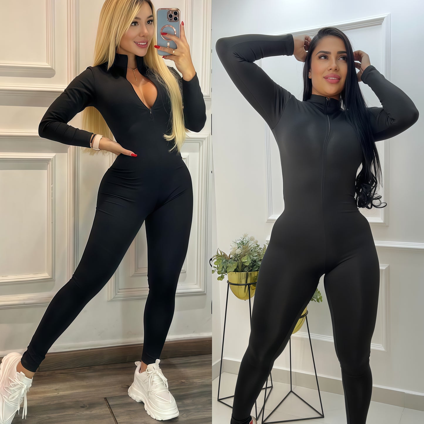 ENTERIZO LARGO MANGA LARGA NEGRO