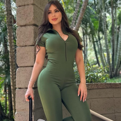 ENTERIZO LARGO MANGA CORTA VERDE