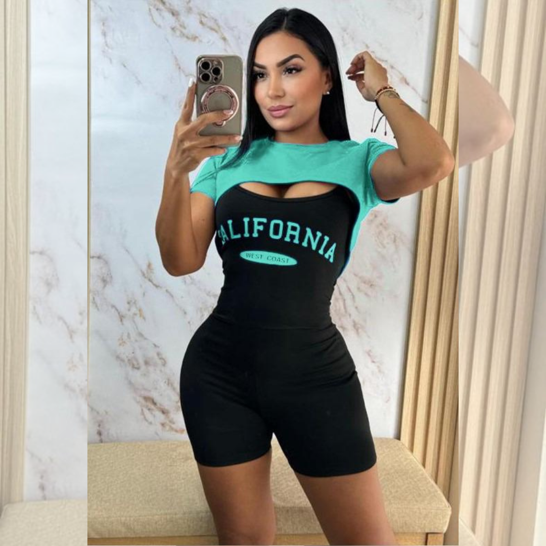 CONJUNTO  DE ENTERIZO + CROPTOP VERDE