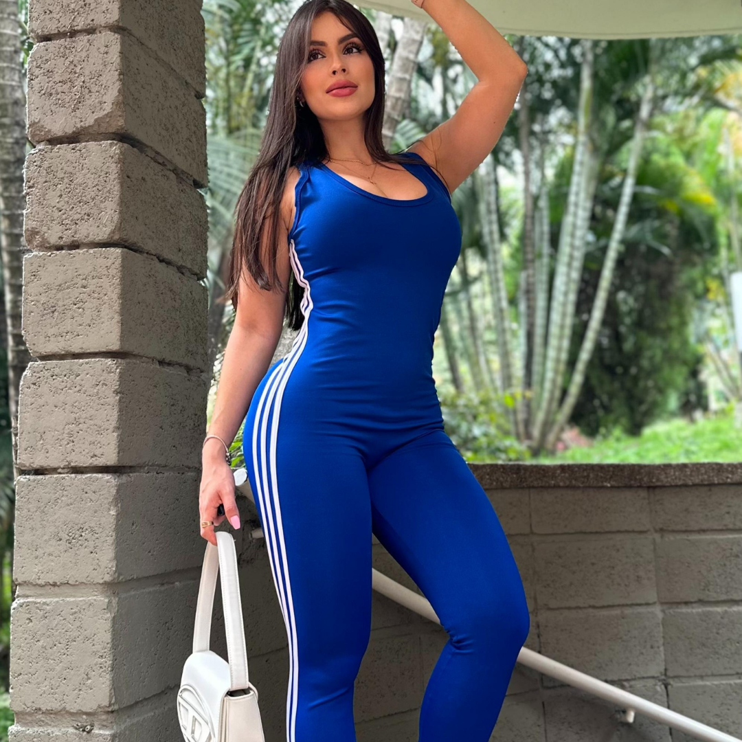 ENTERIZO 3 LÍNEAS LARGO MANGA SISA AZUL