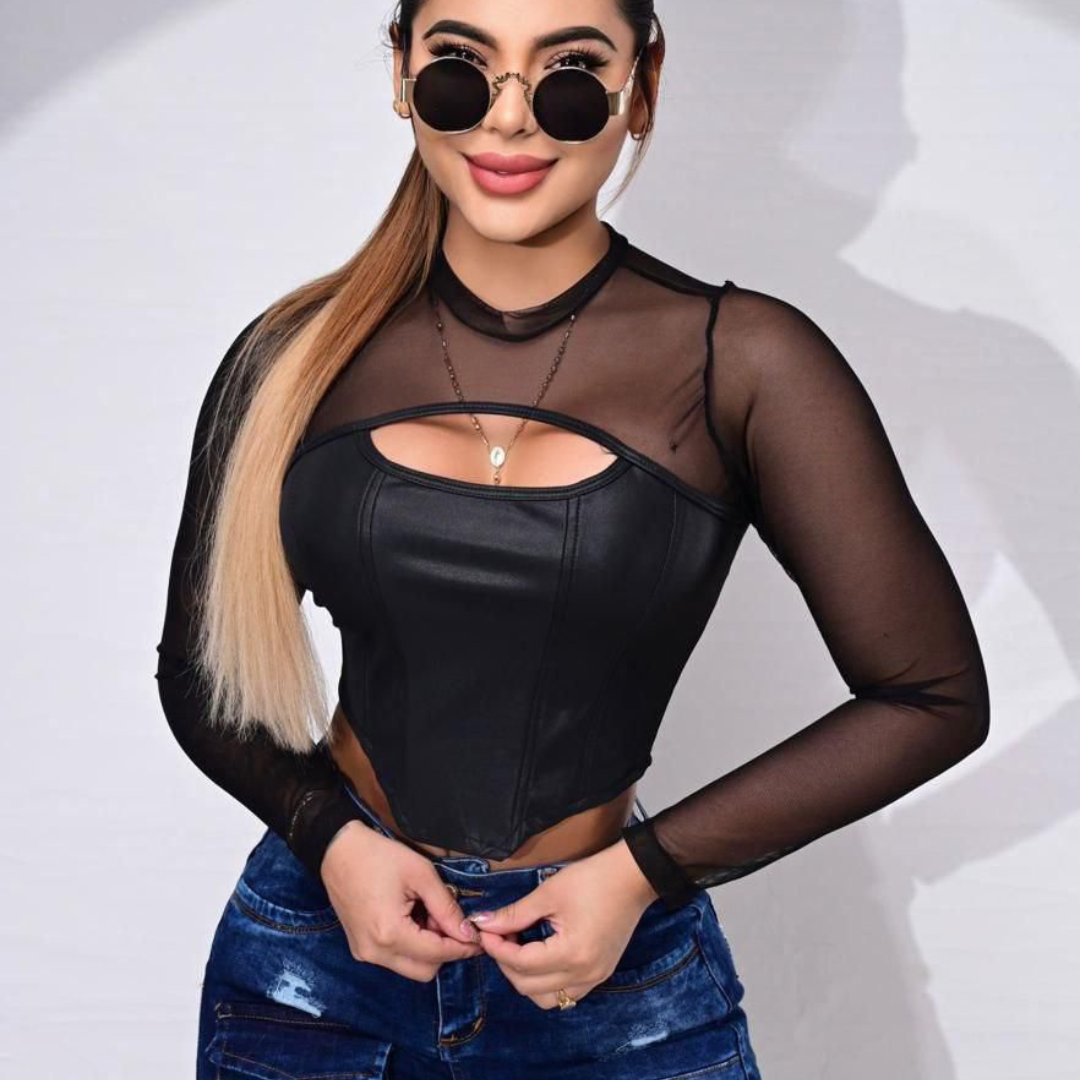 CROP TOP “LUNA” NEGRO