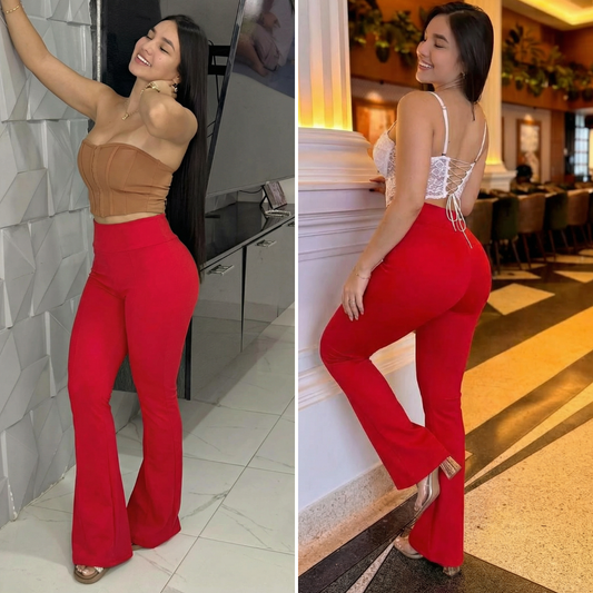 PANTALÓN BOTACAMPANA ROJO SIN CIERRE