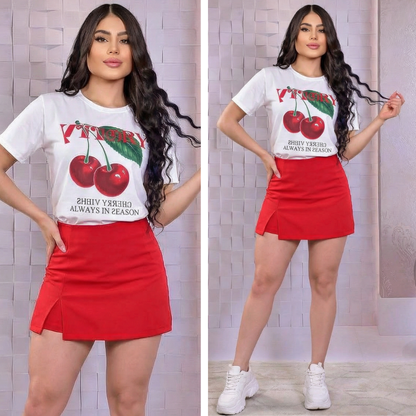 CONJUNTO "FALDA SHORT" ROJO