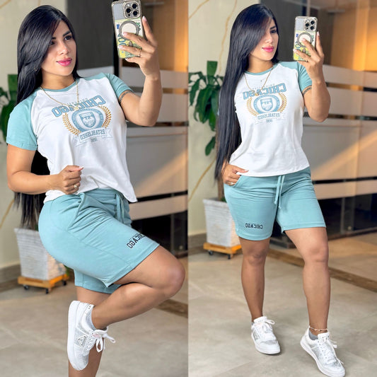CONJUNTO "CHICAGO" VERDE CLARO