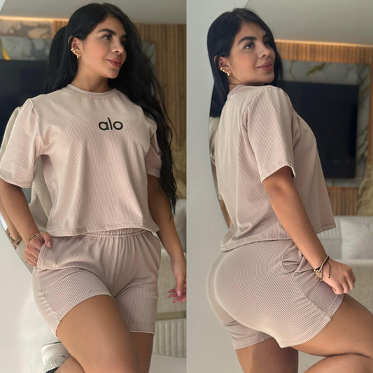 CONJUNTO TALLA PLUS "ALO" BEIGE