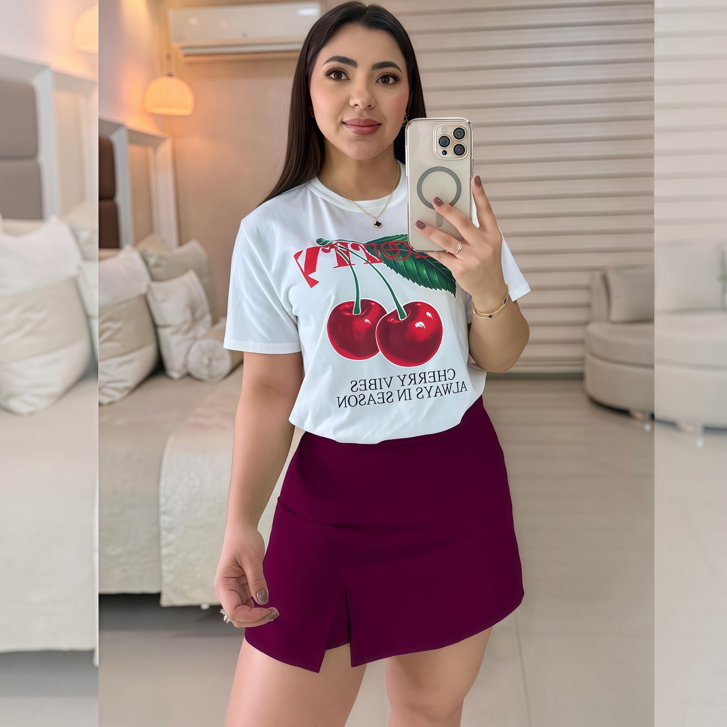 CONJUNTO "FALDA SHORT" VINOTINTO