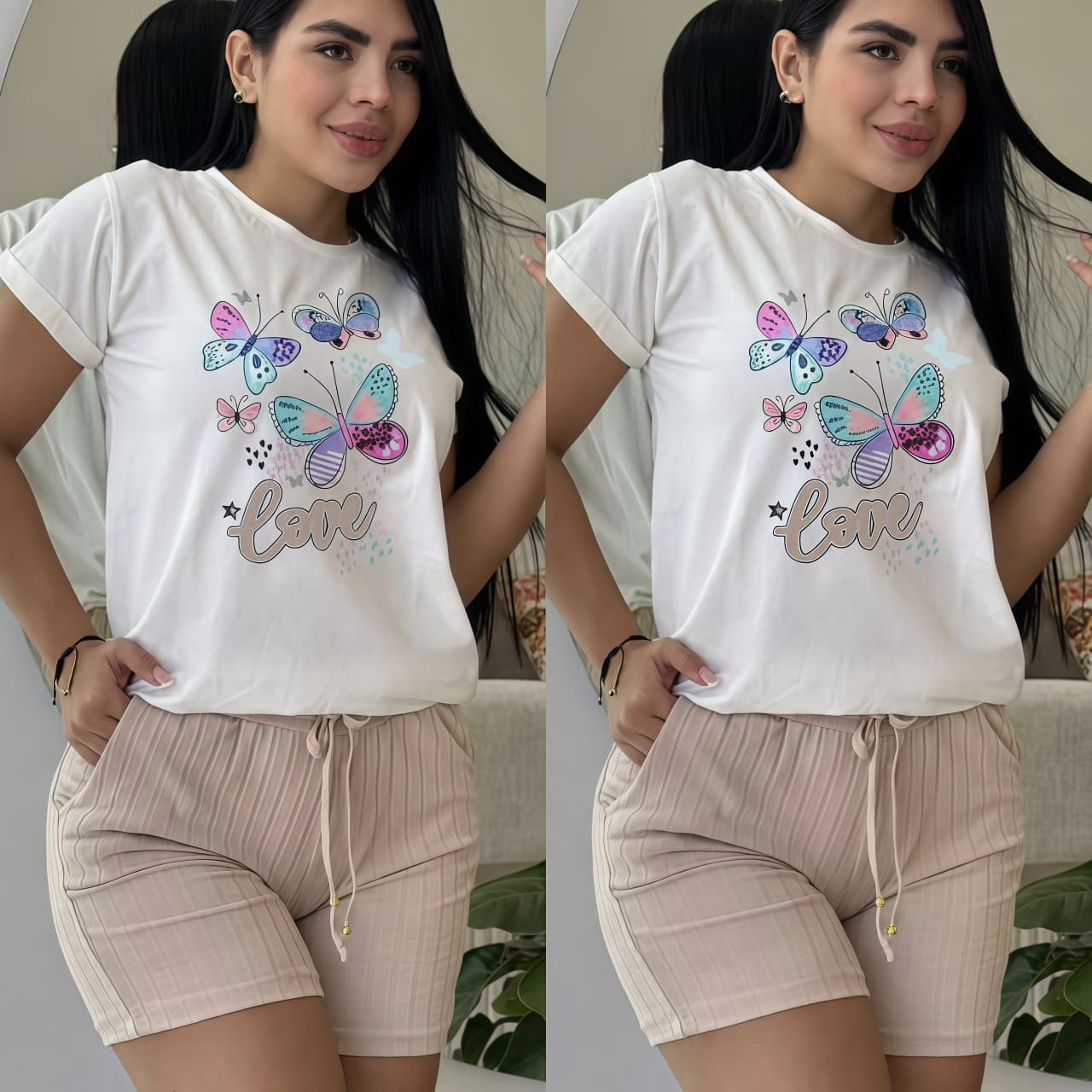 CONJUNTO "MARIPOSAS" BEIGE