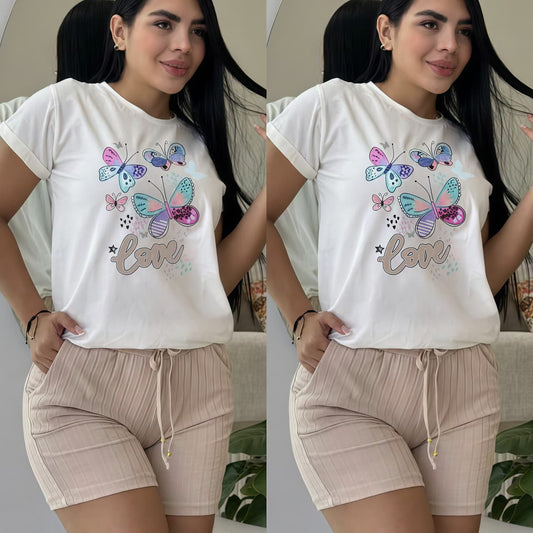 CONJUNTO "MARIPOSAS" BEIGE