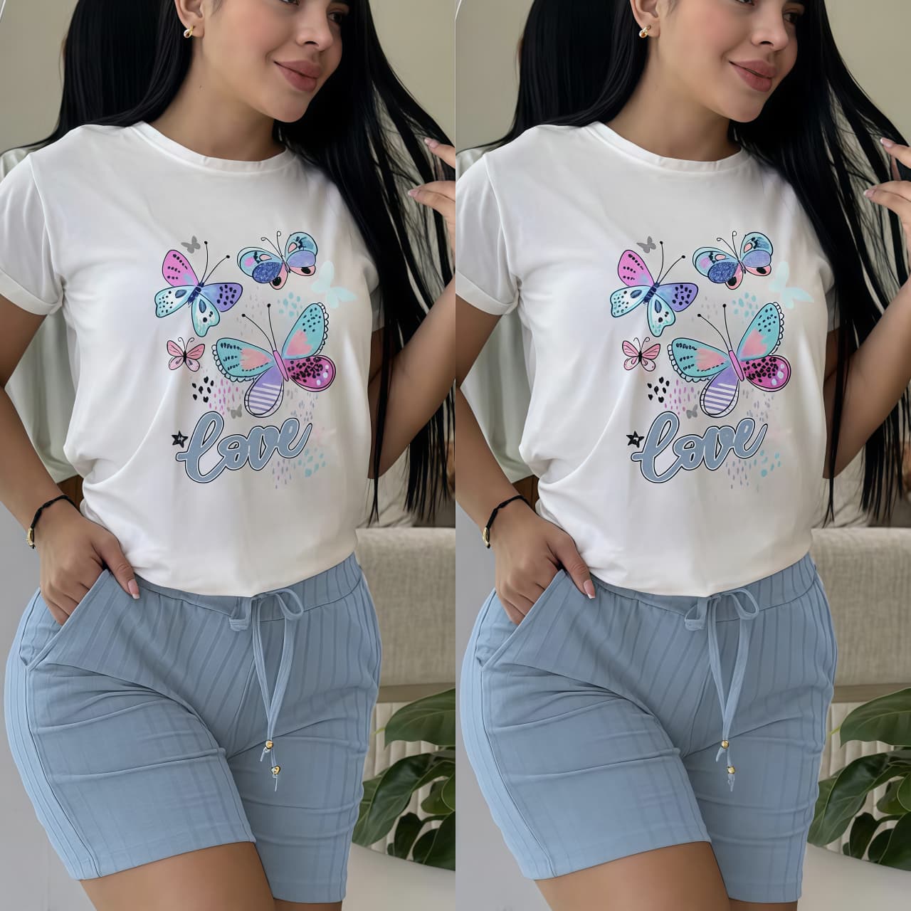 CONJUNTO "MARIPOSAS" CELESTE