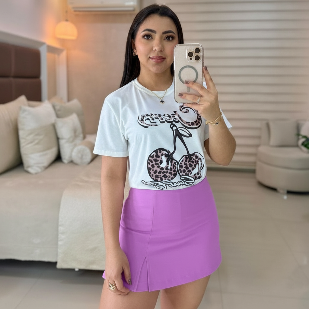 CONJUNTO "FALDA SHORT" LILA