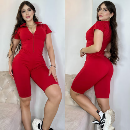 ENTERIZO CORTO MANGA CORTA ROJO