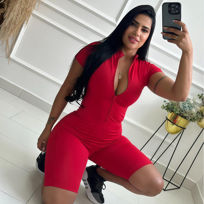 ENTERIZO CORTO MANGA CORTA ROJO