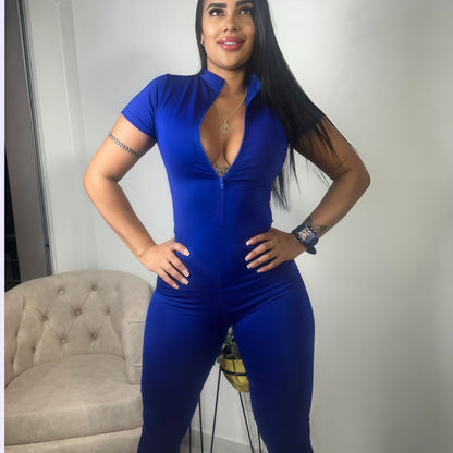 ENTERIZO LARGO MANGA CORTA AZUL