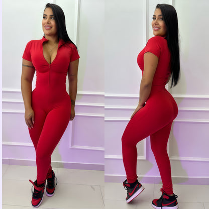 ENTERIZO LARGO MANGA CORTA ROJO