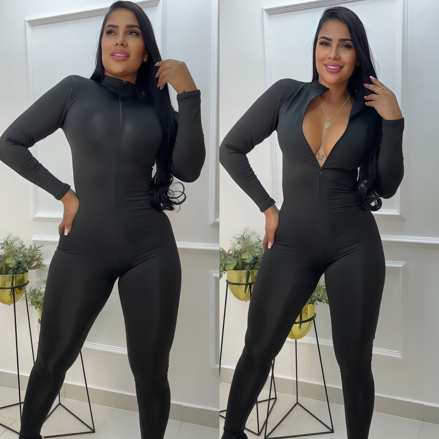 ENTERIZO LARGO MANGA LARGA NEGRO