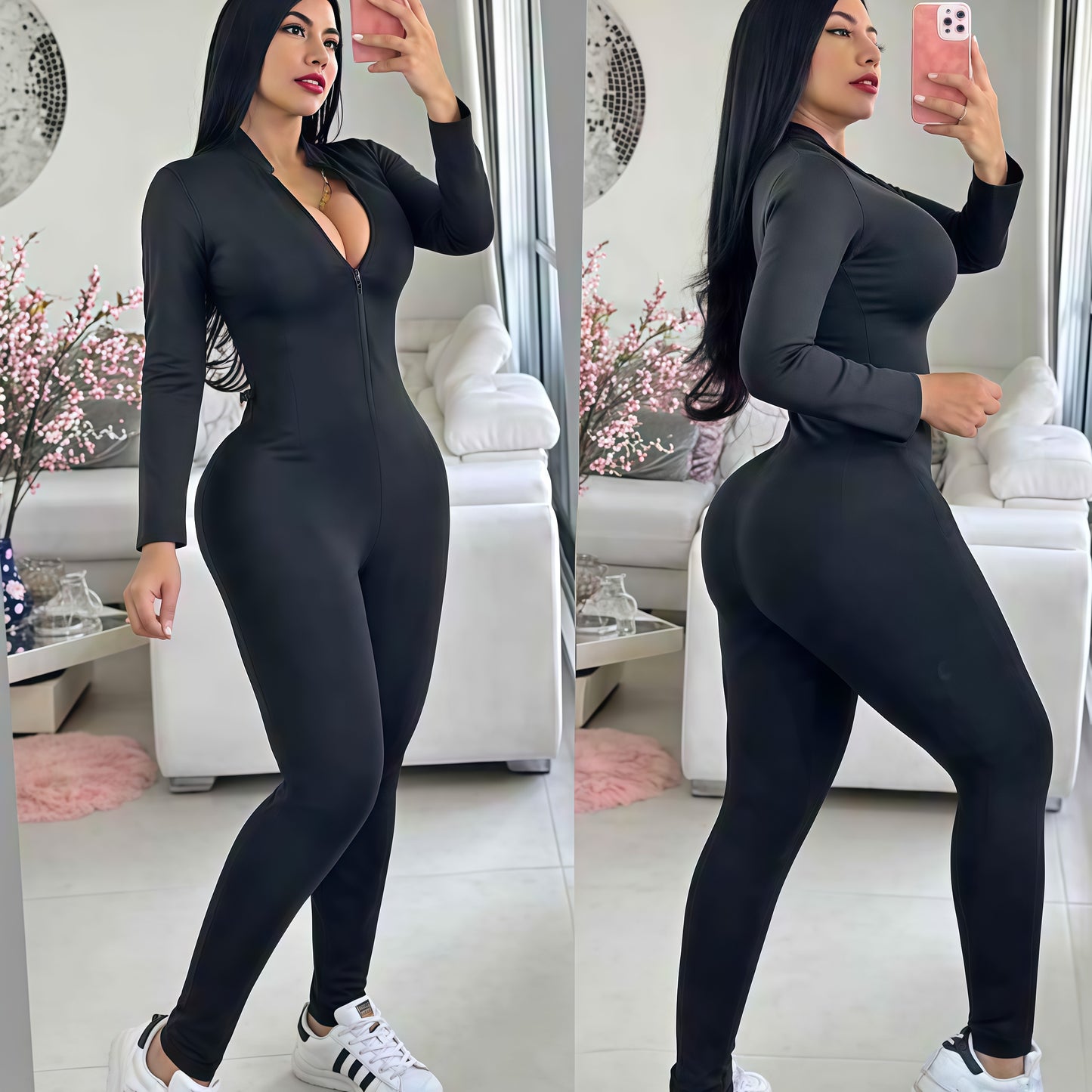 ENTERIZO LARGO MANGA LARGA NEGRO