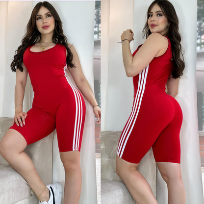 ENTERIZO 3 LÍNEAS CORTO MANGA SISA ROJO