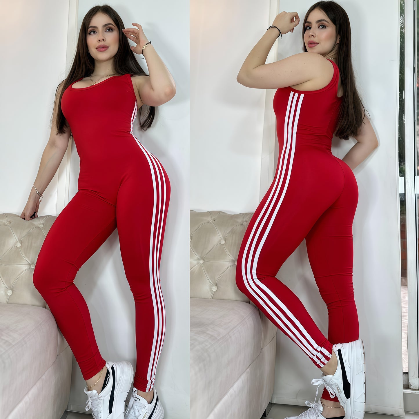 ENTERIZO 3 LÍNEAS LARGO MANGA SISA ROJO