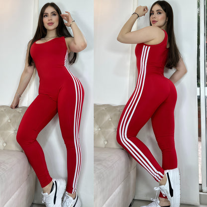 ENTERIZO 3 LÍNEAS LARGO MANGA SISA ROJO