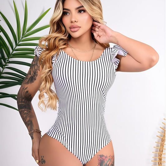 BODY "MAGNOLIA" BLANCO RAYAS NEGRAS